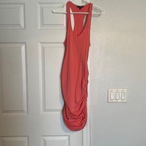 Express coral ruched tight fitting dress - size small